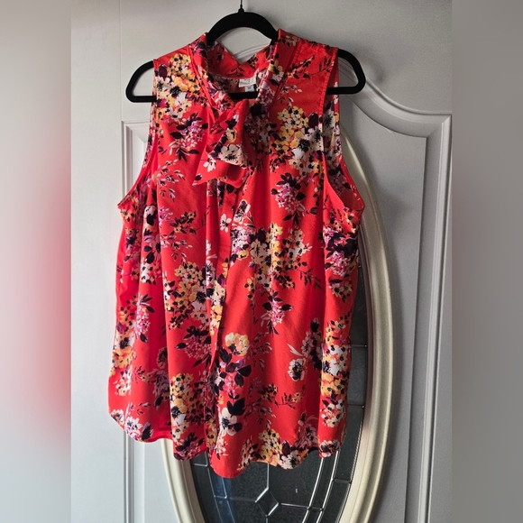 Plus Size A New Day Floral Sleeveless Top - Red - Picture 1 of 7